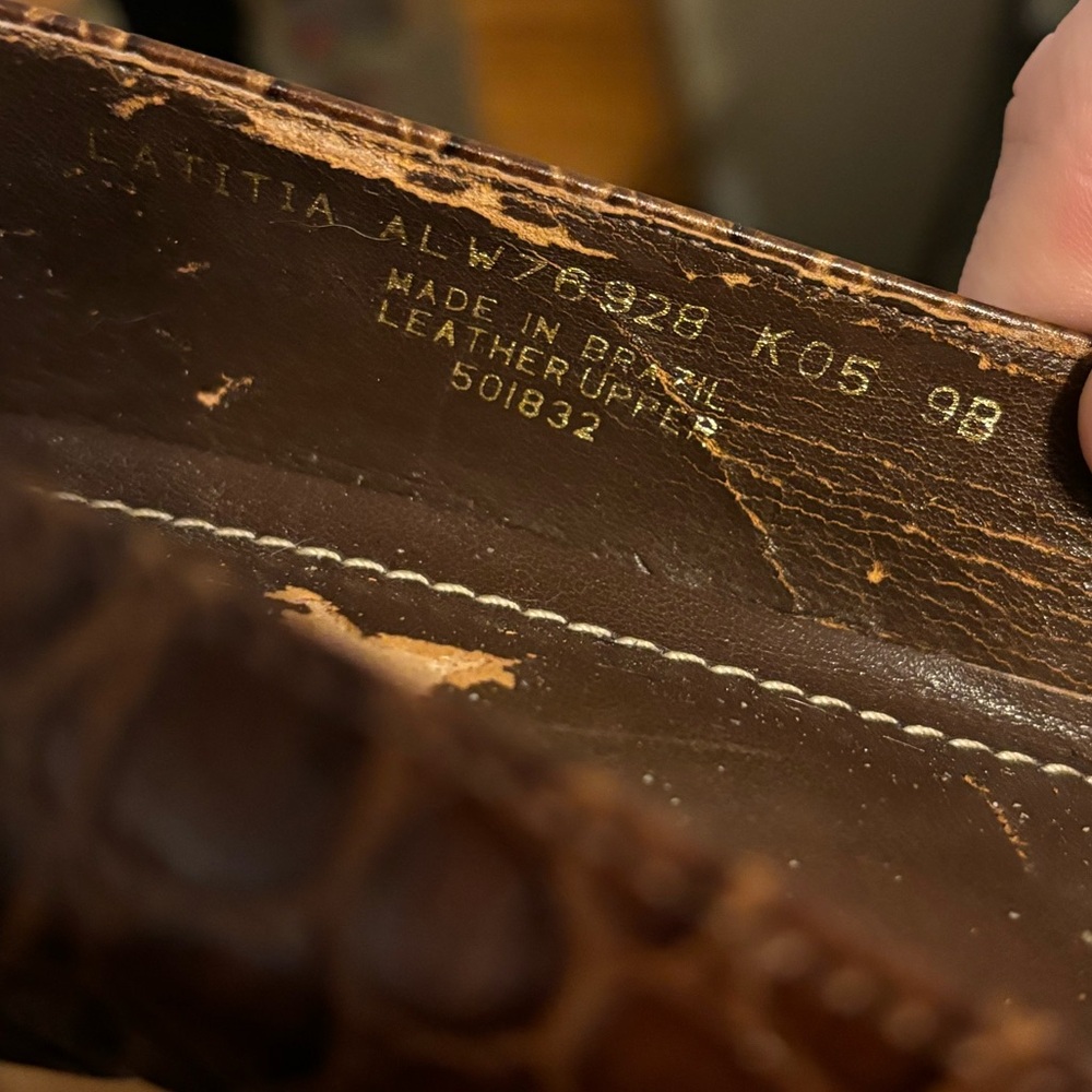 💥 Ralph Lauren Latitia Croc Embossed Leather Heels - Picture 5 of 7